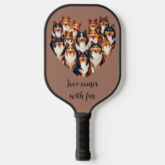 Sheltie Hart Illustratie Schattigee Shetland Sheep Pickleball Paddle (Voorkant)