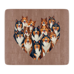 Sheltie Hart Illustratie Schattigee Shetland Sheep Snijplank