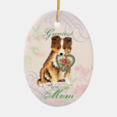 Sheltie Heart Mam Ceramic Ornament (Voorkant)