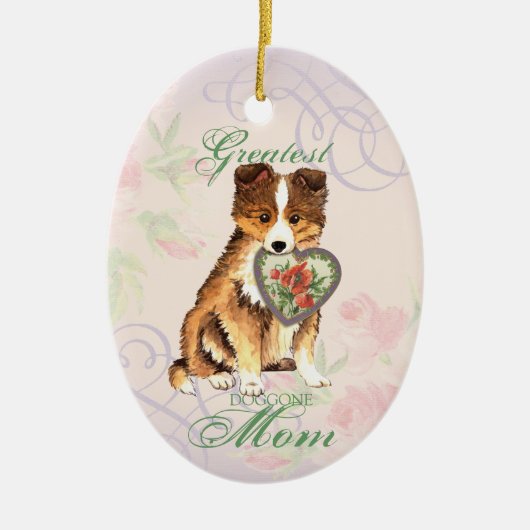 Sheltie Heart Mam Ceramic Ornament (Voorkant)
