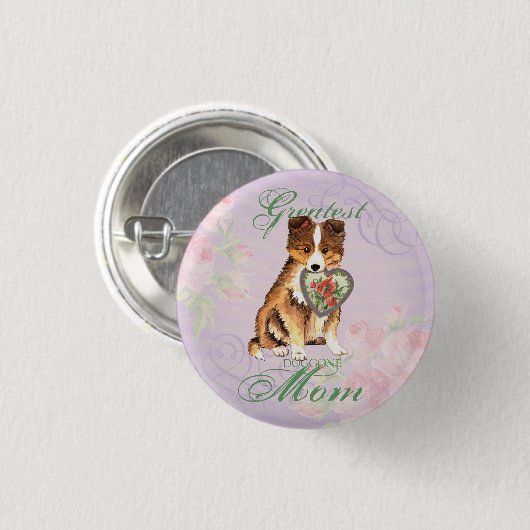 Sheltie Heart mama Ronde Button 3,2 Cm (Voorkant /achterkant)