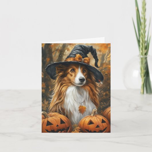 Sheltie Heks Halloween Feestdagen Kaart (Voorkant)
