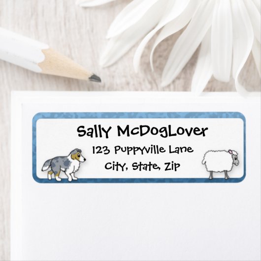 Sheltie Herding Sheep Etiket (Insitu)