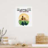 Sheltie-hond en jongen lopen naar de zonsondergang poster (Keuken)