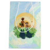 Sheltie hond en jongen lopen zonsondergang binnen medium cadeauzakje (Achterkant)