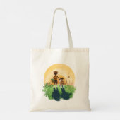 Sheltie hond en jongen lopen zonsondergang binnen tote bag (Achterkant)