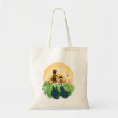 Sheltie hond en jongen lopen zonsondergang binnen tote bag (Voorkant)