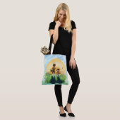 Sheltie hond en jongen lopen zonsondergang binnen tote bag (Op model)