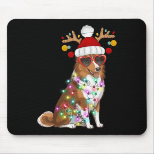 Sheltie-hond Grappige Kerstmis Xmas Lichtjes Sinte Muismat