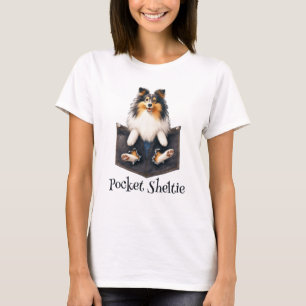Sheltie hond in een zak t-shirt
