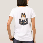 Sheltie hond in een zak t-shirt (Achterkant)