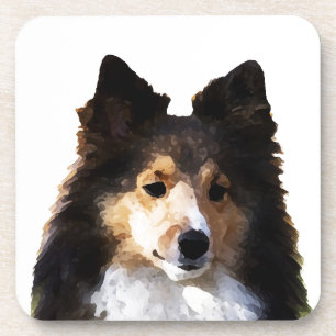 Sheltie Hond schilderij schets Bier Onderzetter