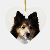 Sheltie Hond schilderij schets Keramisch Ornament (Voorkant)