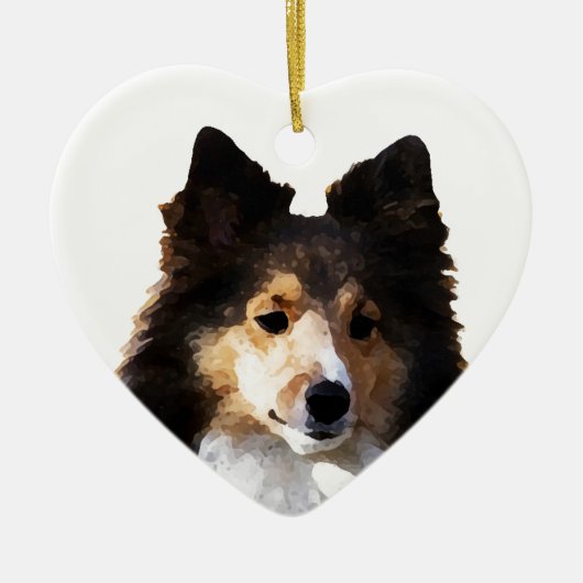 Sheltie Hond schilderij schets Keramisch Ornament (Voorkant)