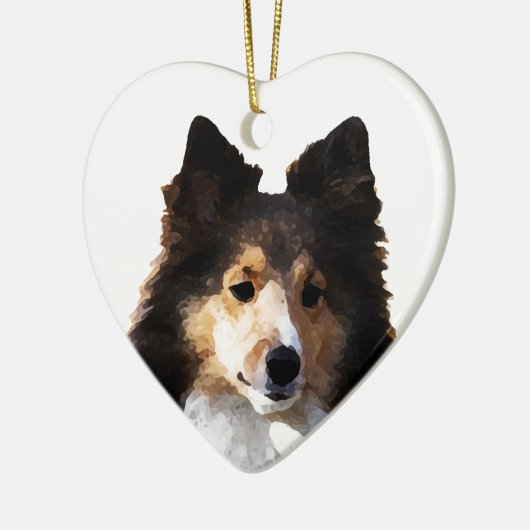 Sheltie Hond schilderij schets Keramisch Ornament (Links)