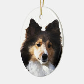 Sheltie Hond schilderij schets Keramisch Ornament (Links)