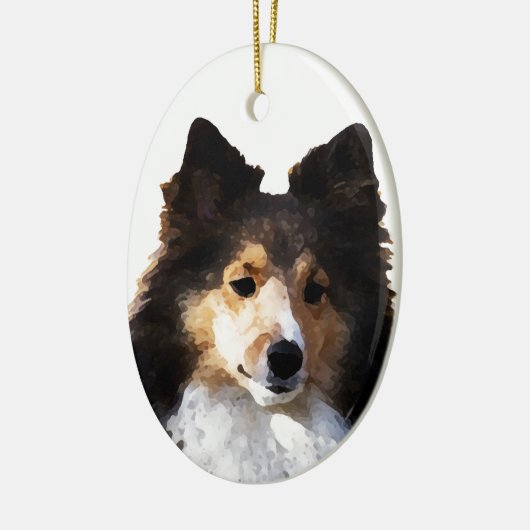 Sheltie Hond schilderij schets Keramisch Ornament (Links)