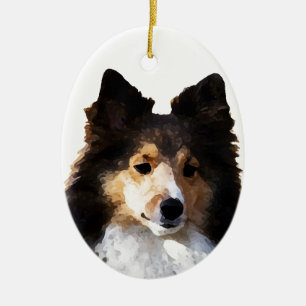 Sheltie Hond schilderij schets Keramisch Ornament
