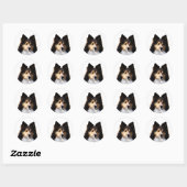 Sheltie Hond schilderij schets Ronde Sticker (Vel)
