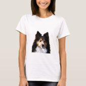 Sheltie Hond schilderij schets T-shirt (Voorkant)