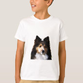 Sheltie Hond schilderij schets T-shirt (Voorkant)