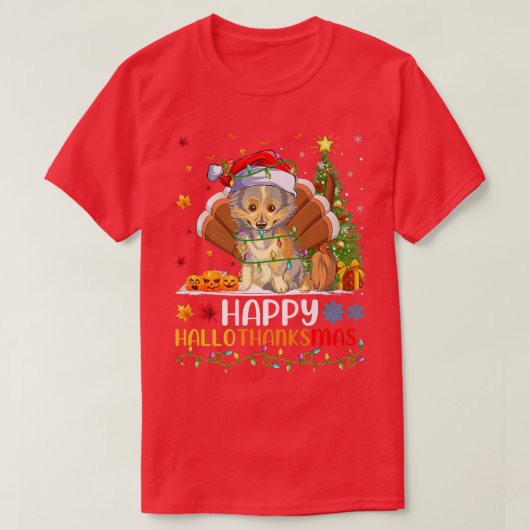 Sheltie Hondenliefhebber Funny Happy Sheltie Hello T-shirt (Design voorkant)
