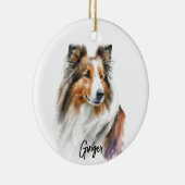 Sheltie Hondenras gepersonaliseerd Keramisch Ornament (Rechts)