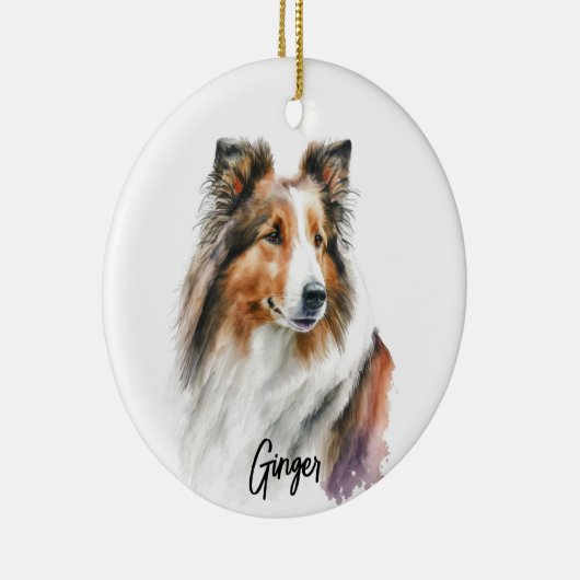 Sheltie Hondenras gepersonaliseerd Keramisch Ornament (Rechts)