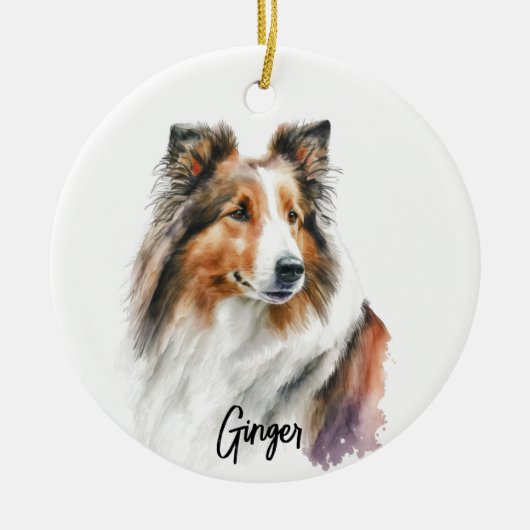 Sheltie Hondenras gepersonaliseerd Keramisch Ornament (Voorkant)