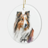 Sheltie Hondenras gepersonaliseerd Keramisch Ornament (Links)