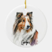 Sheltie Hondenras gepersonaliseerd Keramisch Ornament (Achterkant)