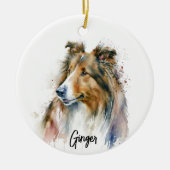 Sheltie Hondenras gepersonaliseerd Keramisch Ornament (Voorkant)