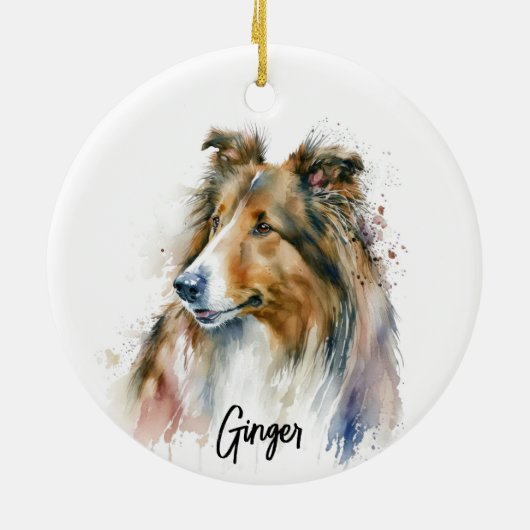 Sheltie Hondenras gepersonaliseerd Keramisch Ornament (Achterkant)
