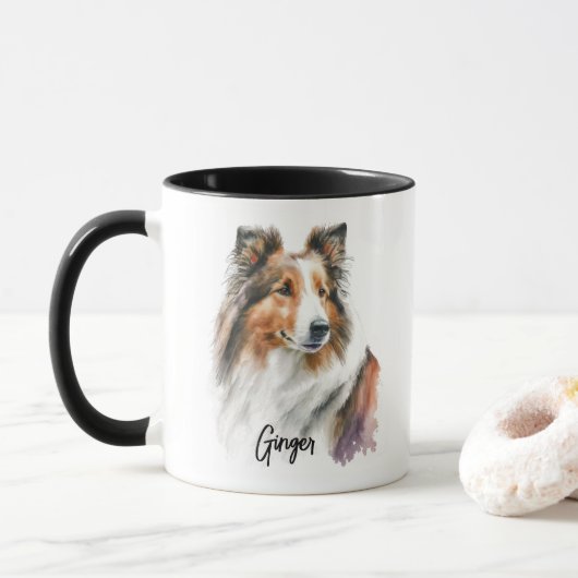 Sheltie Hondenras gepersonaliseerd Mok (Met donut)