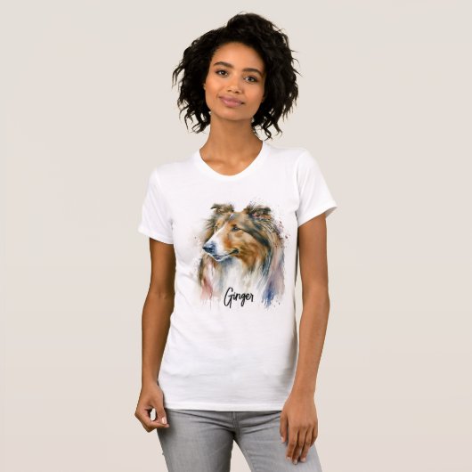 Sheltie Hondenras gepersonaliseerd T-shirt (Voorkant volledig)