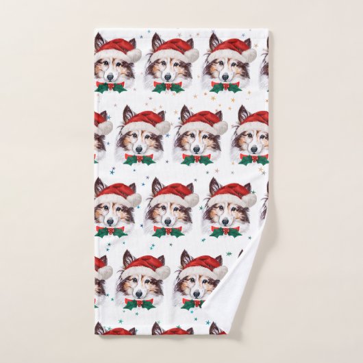 Sheltie-hondenras Kerststerren Handdoek (Handdoek)