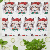 Sheltie-hondenras Kerststerren Theedoek (Gevouwen)