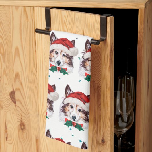 Sheltie-hondenras Kerststerren Theedoek (Derde Gevouwen)