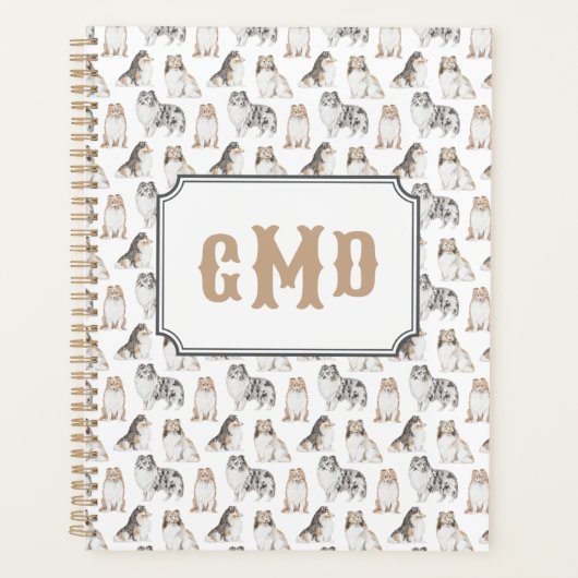 Sheltie Hondenras | Tan monogram Planner (Voorkant)