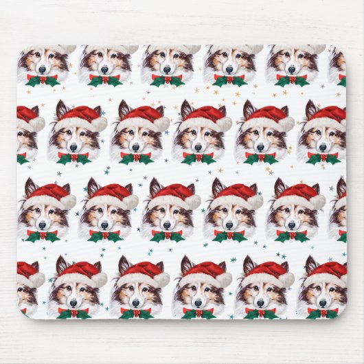 Sheltie-hondras Christmas Stars Muismat (Voorkant)