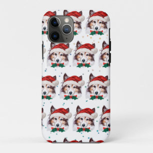 Sheltie-hondras Kerststerren Case-Mate iPhone Case