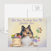 Sheltie houdt het koekje van de kaarten van de koe (Voorkant / Achterkant)