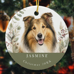 Sheltie-huisdierhondenras waterverf Kerstmis Keramisch Ornament