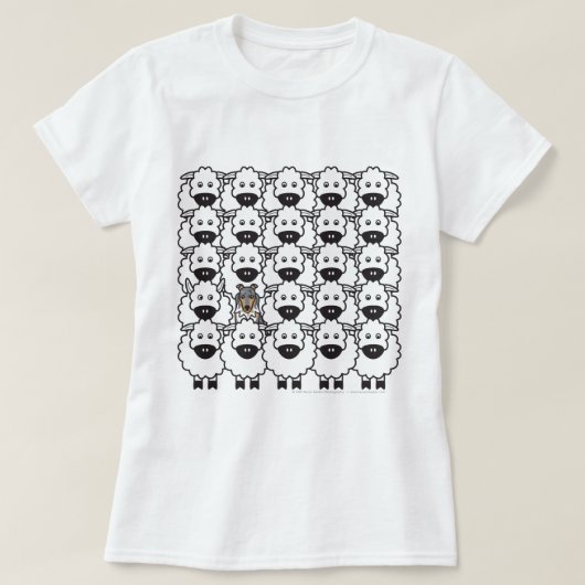 Sheltie in de schapen t-shirt (Design voorkant)
