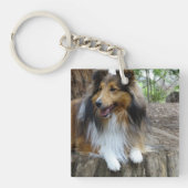 Sheltie in the woods sleutelhanger (Voorkant)