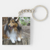 Sheltie in the woods sleutelhanger (Achterkant)