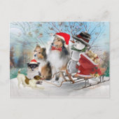 Sheltie, Jack Russell en Snowman Xmas Kaarten Feestdagenkaart (Voorkant)