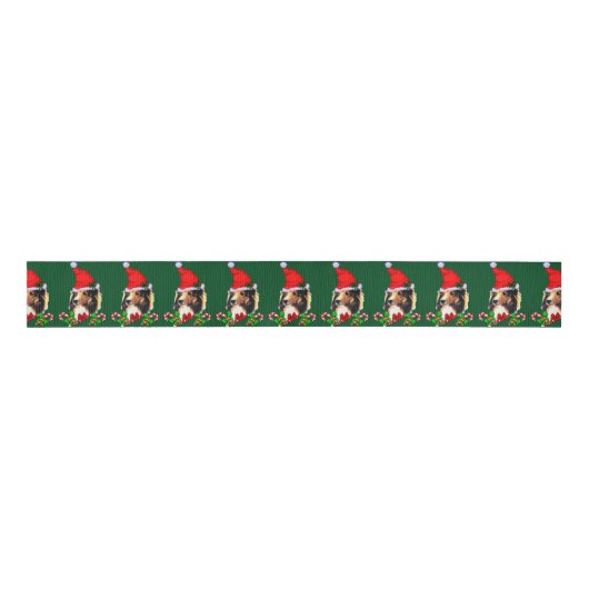 Sheltie kerst Merry Grosgrain Lint (Voorkant)