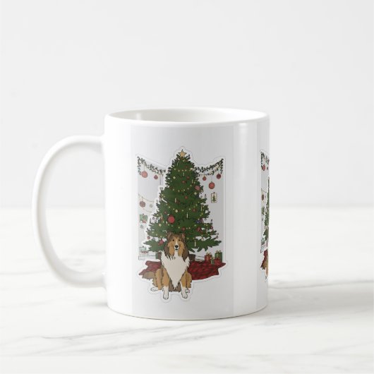 Sheltie & Kerstboom Koffiemok (Links)