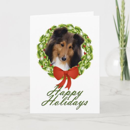 Sheltie Kerstkaart #1 Feestdagen Kaart (Voorkant)